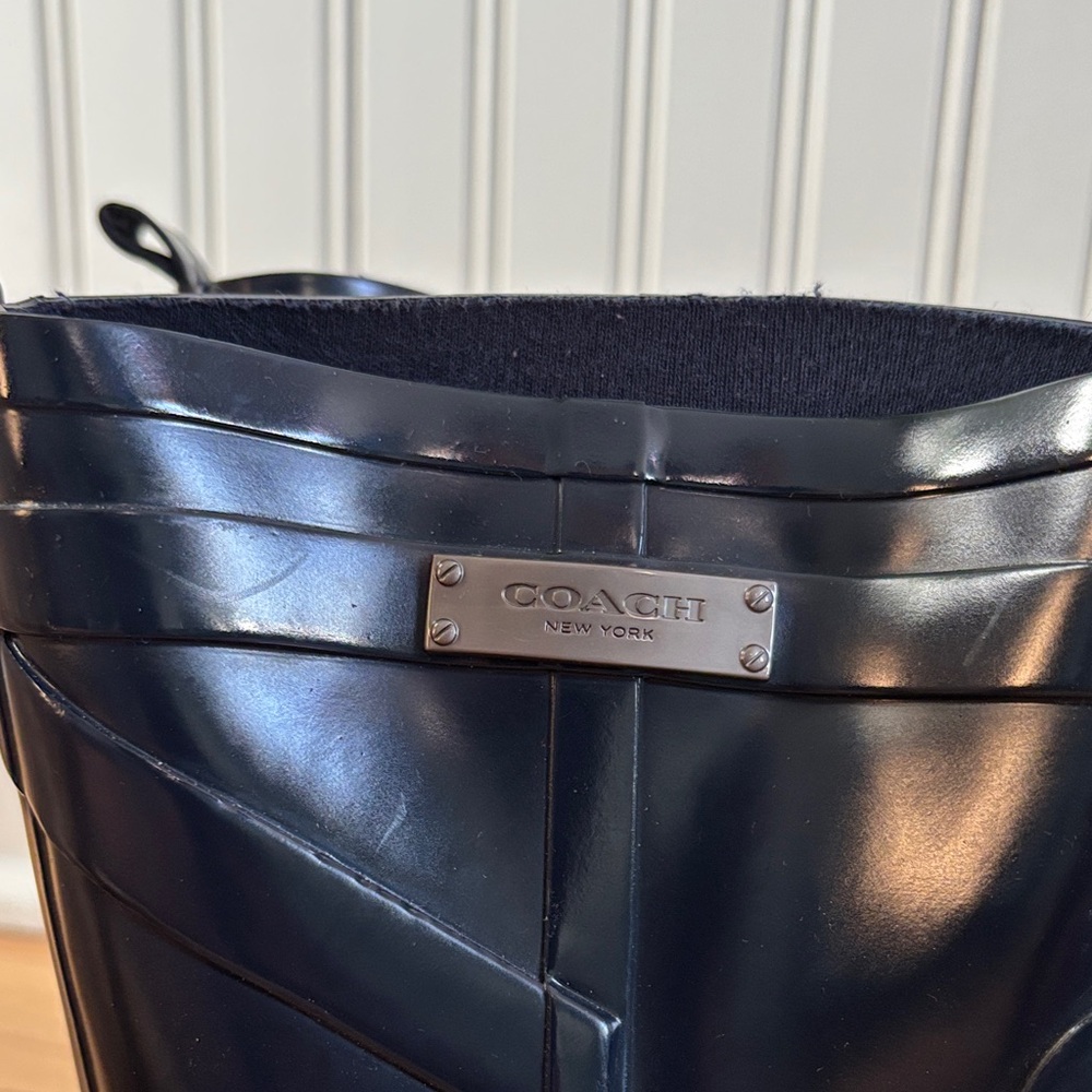 Coach Glossy Navy Rain Boots - Picture 3 of 10